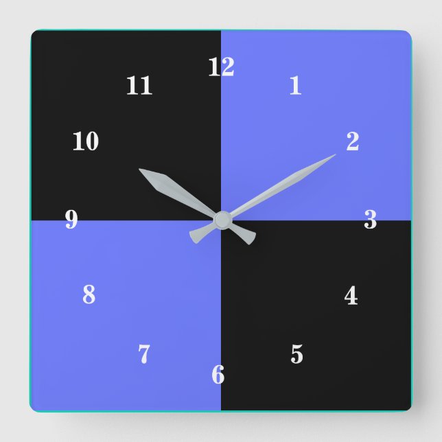 Blue & Black Colours - Customisable Square Wall Clock (Front)