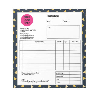 Blue Black Confetti Company Business Shop Invoice Notepad