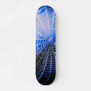 Blue Black Creepy Spooky Spider Web Skateboard