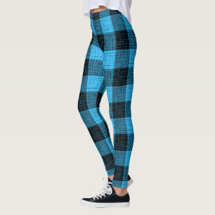 Blue Black Crosshatch Buffalo Check Leggings