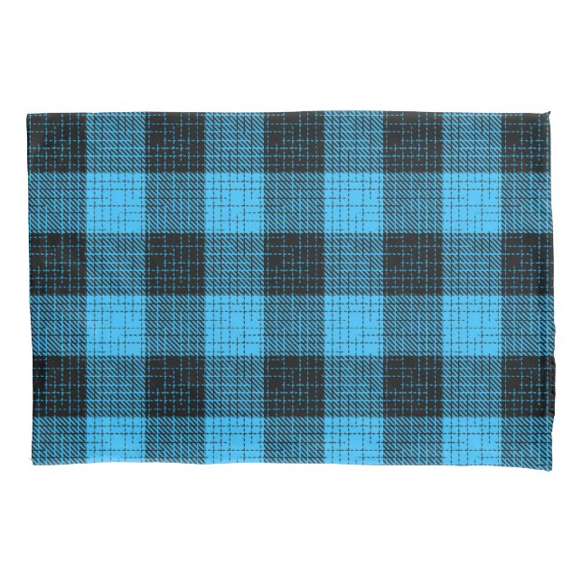  Blue Black Crosshatch Buffalo Check Pillowcase (Front)