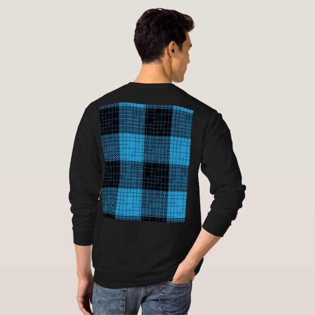  Blue Black Crosshatch Buffalo Check T-Shirt (Back Full)