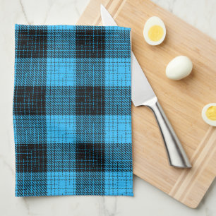 Blue Black Crosshatch Buffalo Check Tea Towel