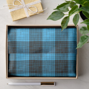  Blue Black Crosshatch Buffalo Check Tissue Paper