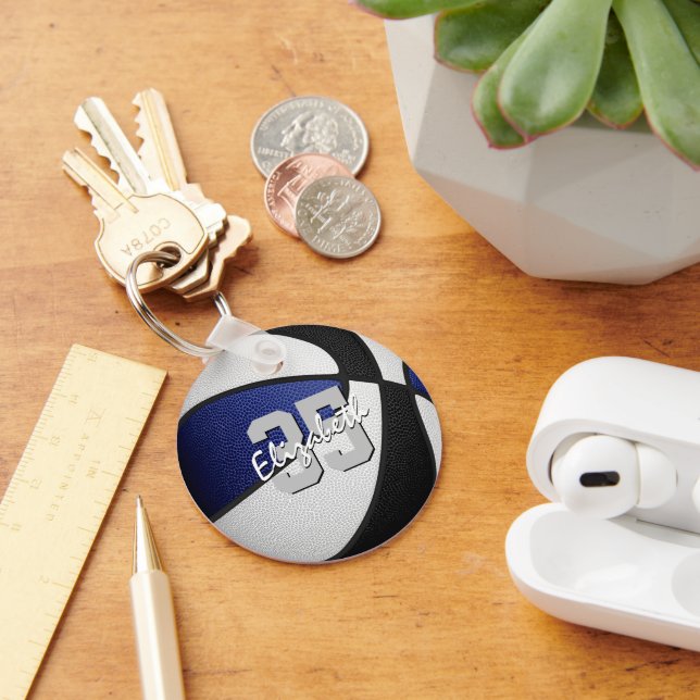 blue black custom jersey number basketball key ring (Desk)