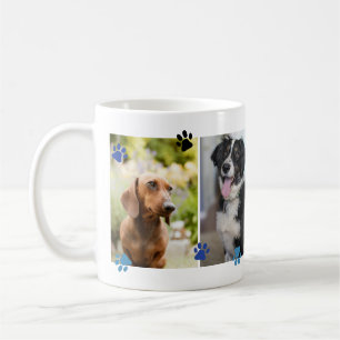 Blue Black Cute Paw Prints Four Pet Photos Coffee Mug