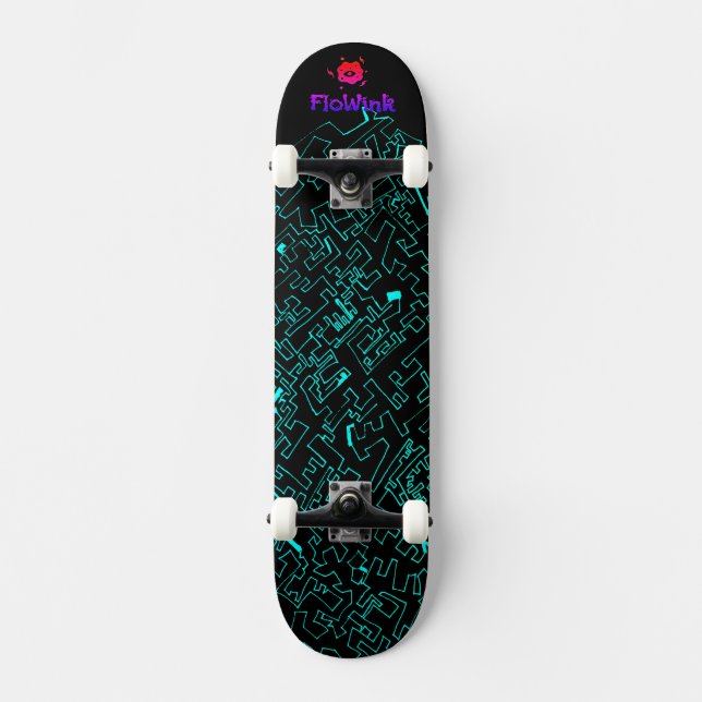 Blue Black Cyber Skateboard (Front)
