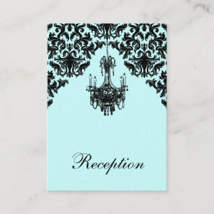 Blue, Black Damask Chandelier Enclosure Card