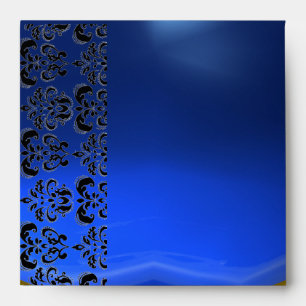 BLUE  BLACK DAMASK Sapphire Gold Envelope