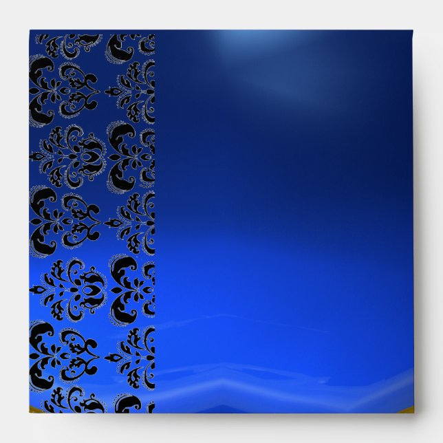 BLUE  BLACK DAMASK Sapphire Gold Envelope (Front)