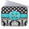 Blue Black Dot Damask Personalised Computer Sleeve