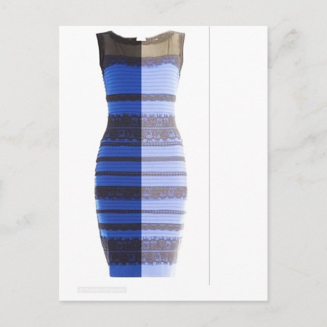 Blue Black Dress White & Gold Split Photo Pic Postcard (Front)