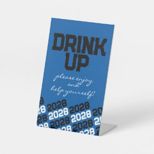 Blue & Black Drink Table Graduation Pedestal Sign