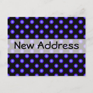 blue black floral New Address Announcement Postcard