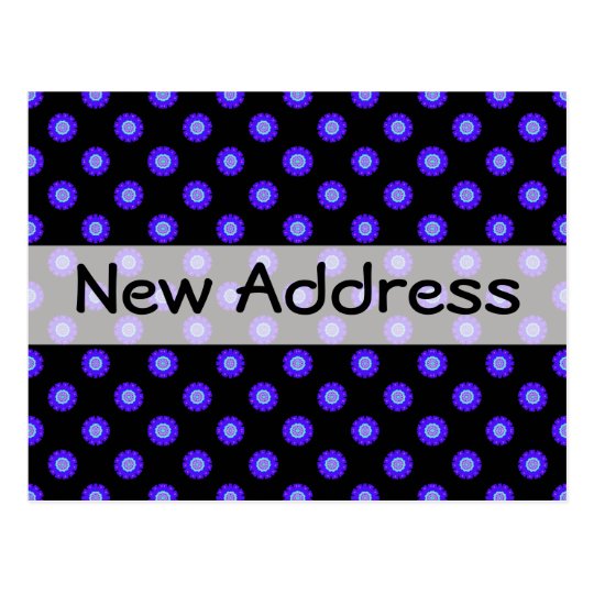 blue black floral New Address Postcard