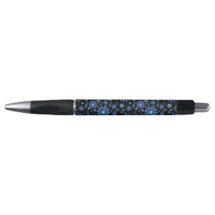 Blue & Black Flower Power Retro Floral