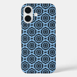 Blue Black Flower Seamless Pattern iPhone 16 Case