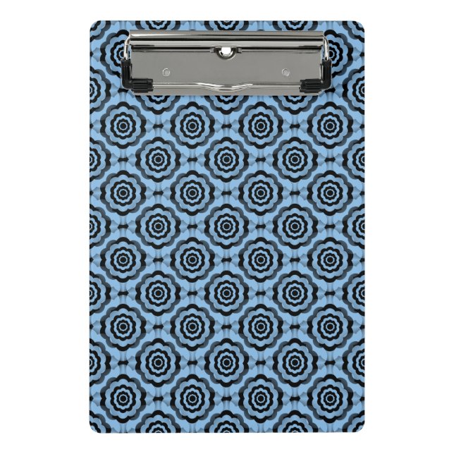 Blue Black Flower Seamless Pattern Mini Clipboard (Front)