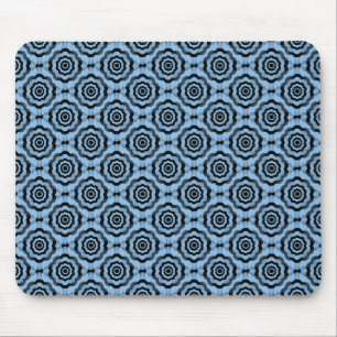Blue Black Flower Seamless Pattern Mouse Mat