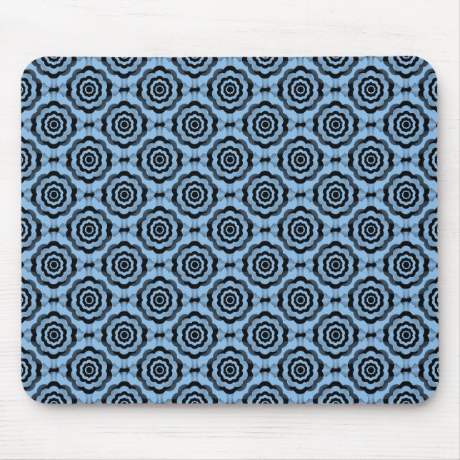Blue Black Flower Seamless Pattern Mouse Mat (Front)