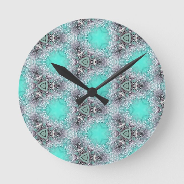 blue black flowers design home decor clock (Front)