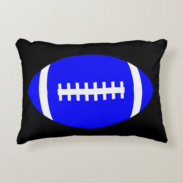 Blue & Black Football Player or Fan Throw Pillow (Front)