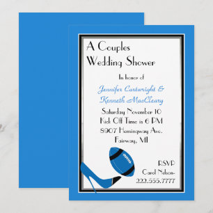 Blue & Black Football Wedding Shower Invitation