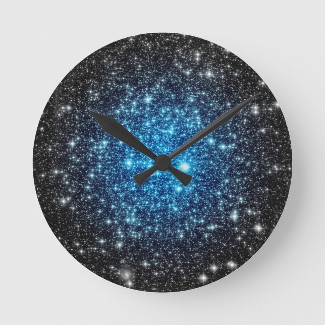Blue & Black Galaxy Round Clock (Front)