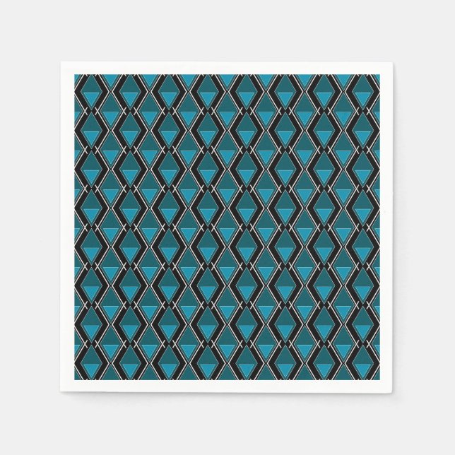blue black geometric pattern art deco napkin (Front)