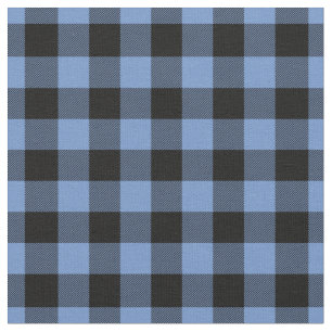 Blue & Black Gingham Plaid Fabric