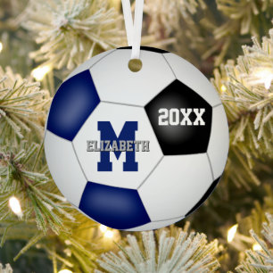 blue black girls boys school team colours soccer metal tree decoration