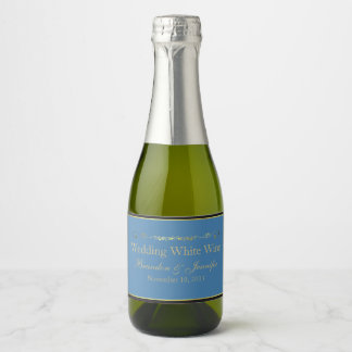 Blue, Black & Gold Custom Wedding Sparkling Wine Label