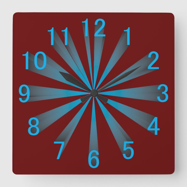 blue black gradient square wall clock (Front)