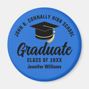 Blue Black Graduate Custom Graduation Party Magnet