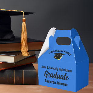 Blue Black Graduate Personalised Graduation Party Favour Box