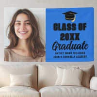 Blue Black Graduate Photo Modern Graduation Party