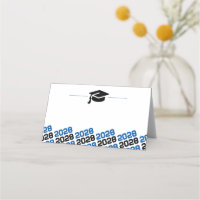 Blue & Black Graduation Cap Folding Label, Food or