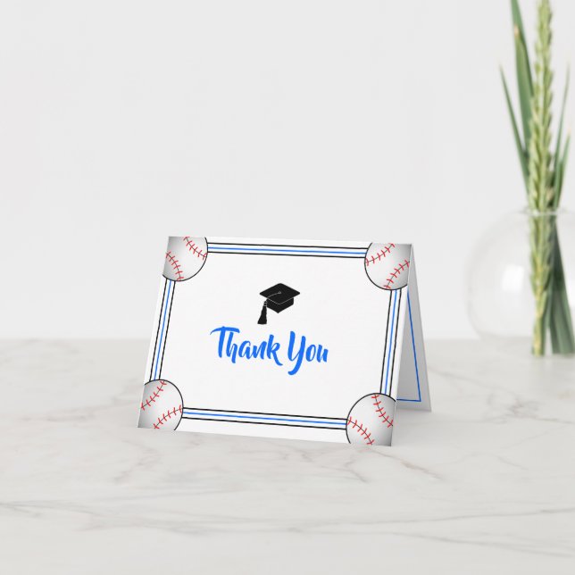 Blue & Black Graduation Thank You Card (Front)