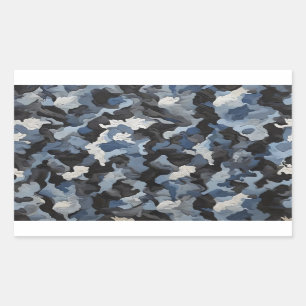 blue black gray comouflage rectangular sticker