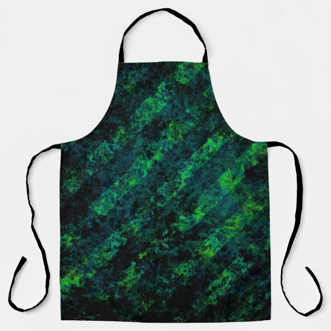 Blue black green striped background with blur, gra apron (Front)