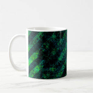 Blue black green striped background with blur, gra coffee mug