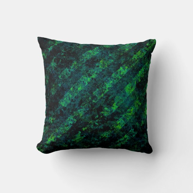 Blue black green striped background with blur, gra cushion (Front)
