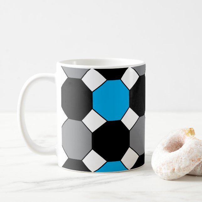Blue Black Grey Geometric  Coffee Mug (With Donut)