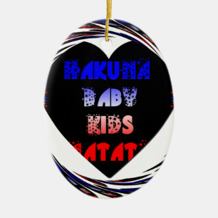 Blue Black Hakuna Matata Baby Kids Design.png Ceramic Tree Decoration