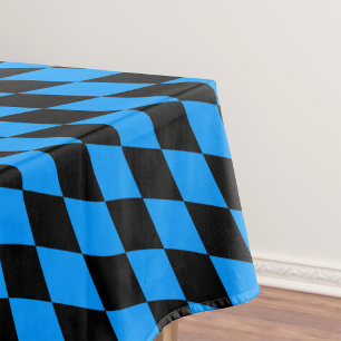 Blue Black Harlequin Diamonds Checkers Design Tablecloth