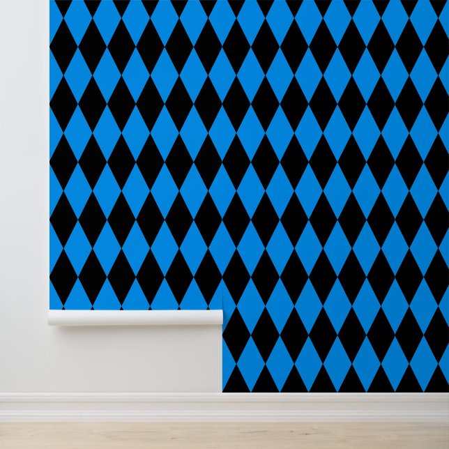 Blue Black Harlequin Diamonds Checkers Design  Wallpaper (Creator Uploaded)