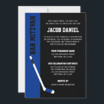Blue Black Hockey Bar Mitzvah Invitations<br><div class="desc">Modern blue and black hockey themed Bar Mitzvah invitations. Easily personalise for your event.</div>