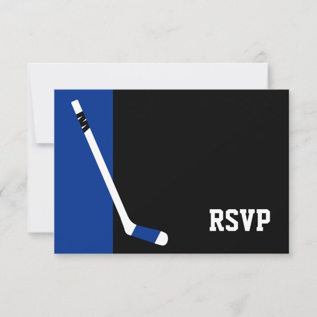 Blue Black Hockey Bar Mitzvah RSVP (Front)