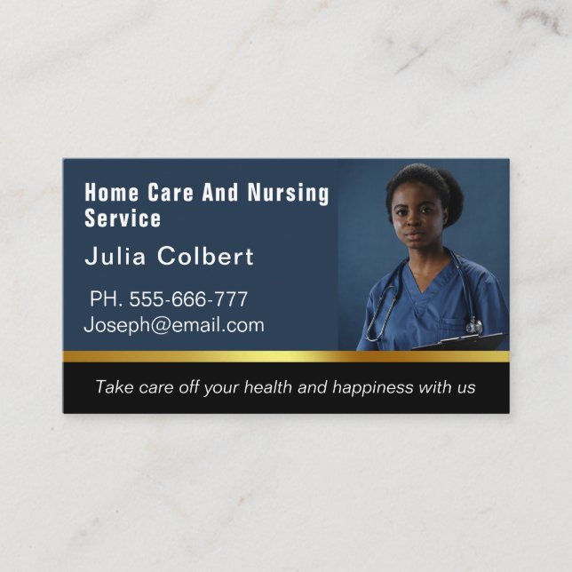 Blue Black Home Health Aide Business Card (Front)