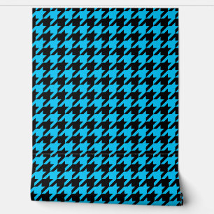 Blue Black Houndstooth Check Wallpaper
